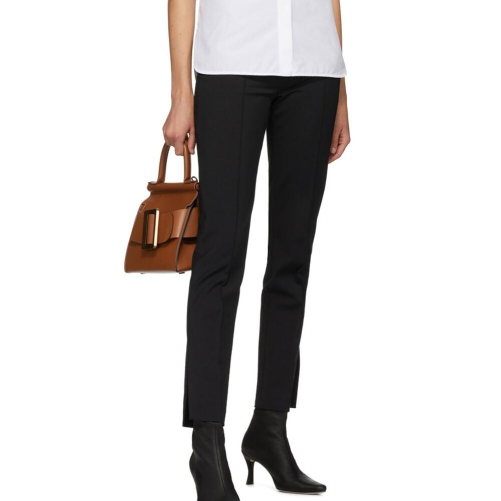 Partow Black Maurice Split Leg Ankle Crop Pleated Dress Pants Size 6